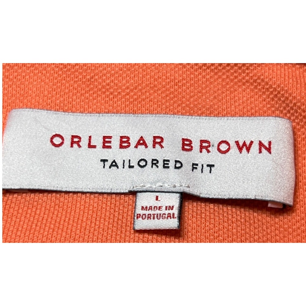 Orlebar Brown Sebastian Polo Mens L Orange Tailored Fit Pique Premium Preppy